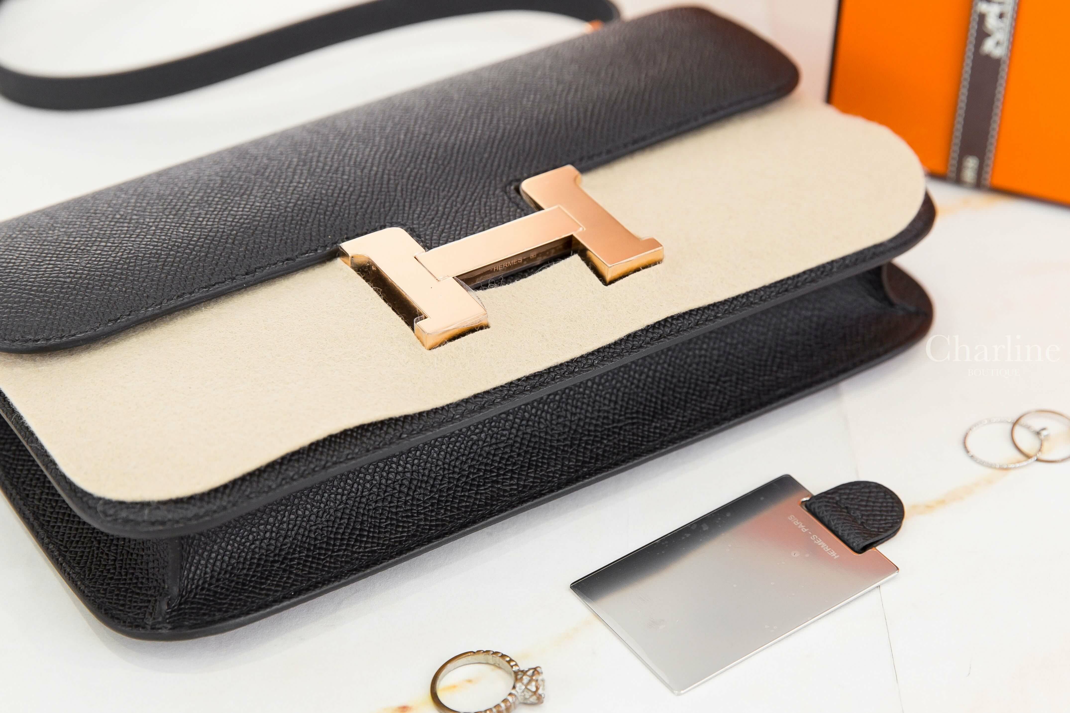 Hermès Constance 1-Elan 89 Noir Epsom 黑色玫瑰金釦-Charline Boutique 精品代購