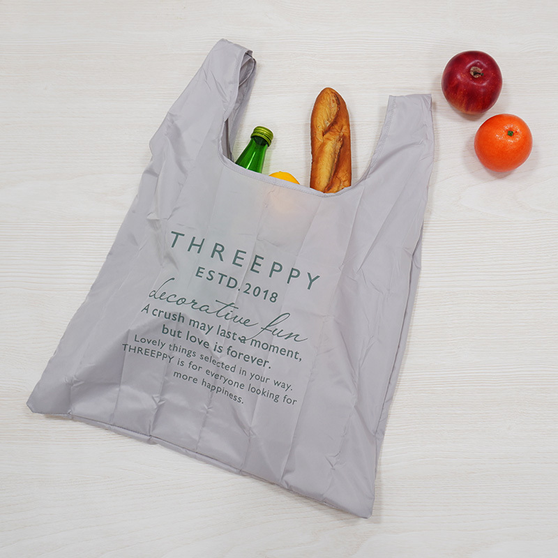 TP 折疊式LOGO購物袋/灰 45x57cm