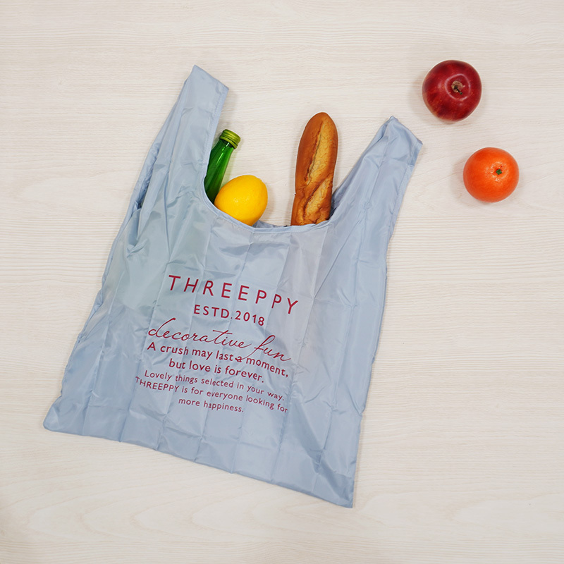 TP 折疊式LOGO購物袋/淺藍 45x57cm