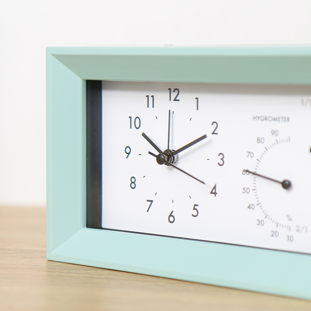 TP 電池式溫濕度靜音計時鐘/淺薄荷綠