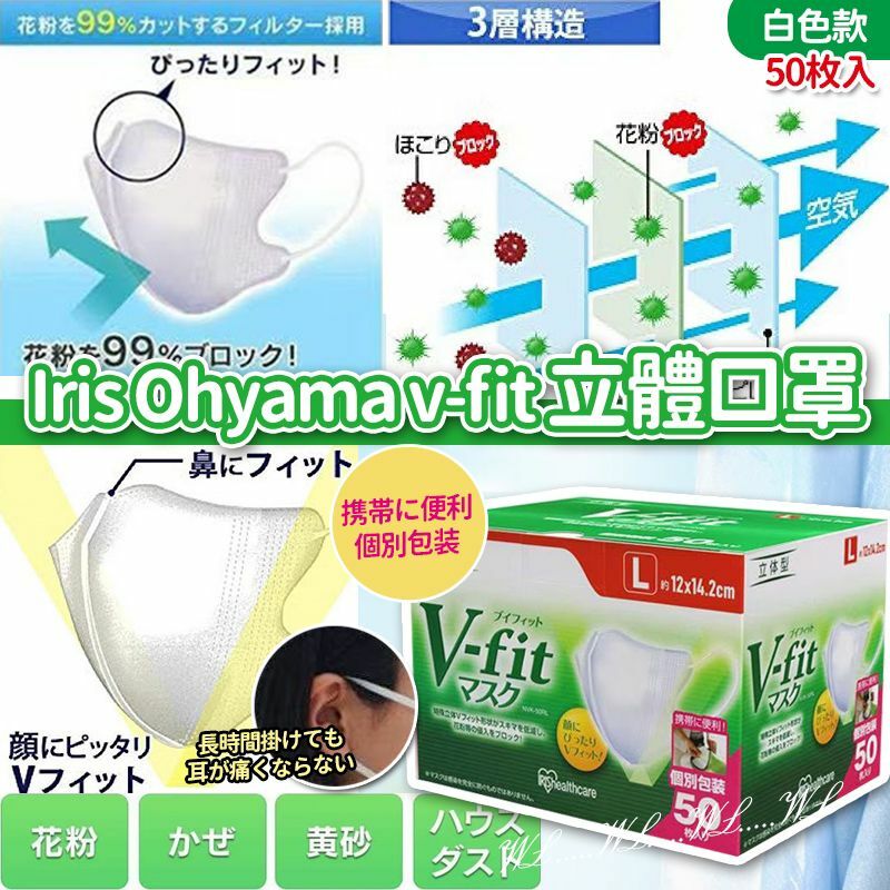 IRIS Ohyama V-Fit 立體口罩白色款