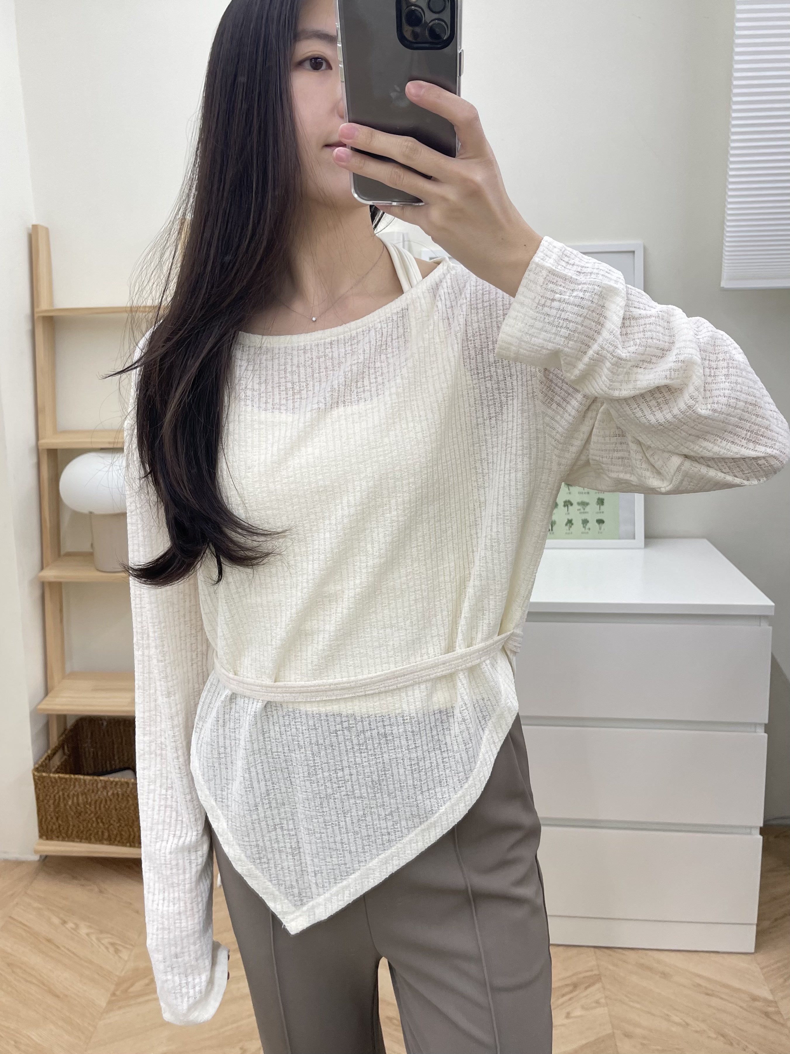 綁帶針織上衣+繞脖背心*3色