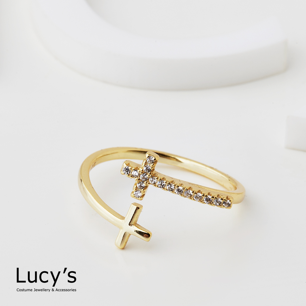 925純銀 十字倒影 開口戒 (二色) (120695/120696)