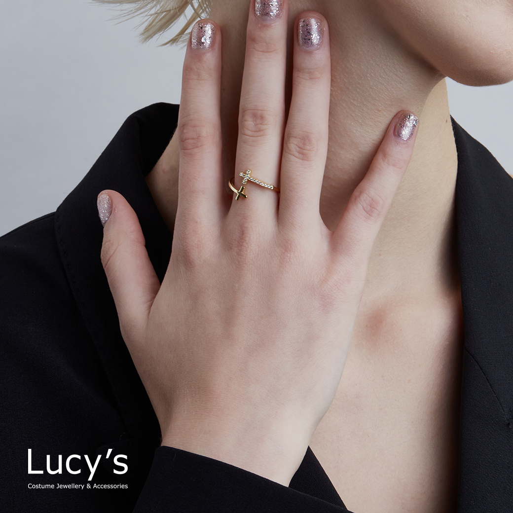 925純銀 十字倒影 開口戒 (二色) (120695/120696)