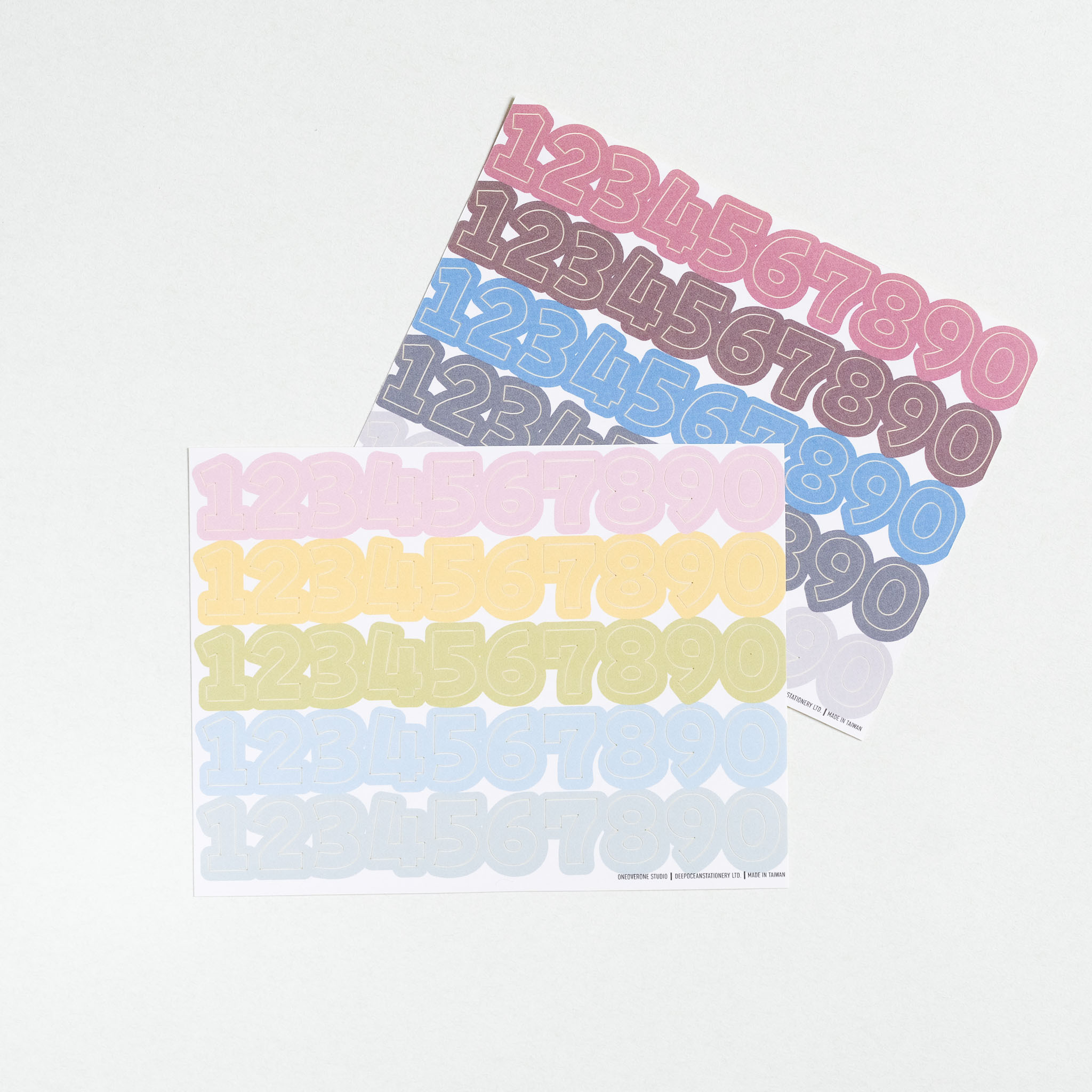 全割型數字貼紙 模造貼 2色一組｜一分之一工作室 臺灣