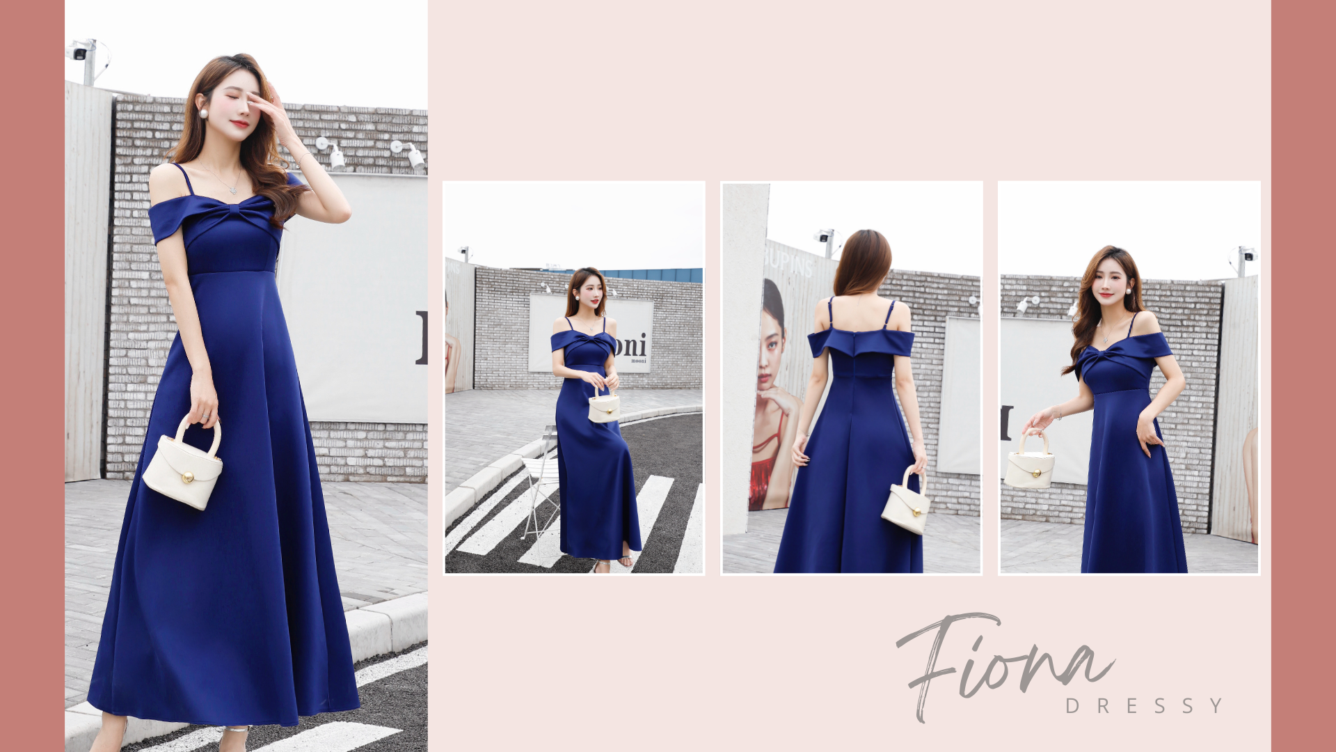 Finza Dress 圓領拼色假兩件外套短袖連身裙 - Navy 海藍色 (CB597) main image 0