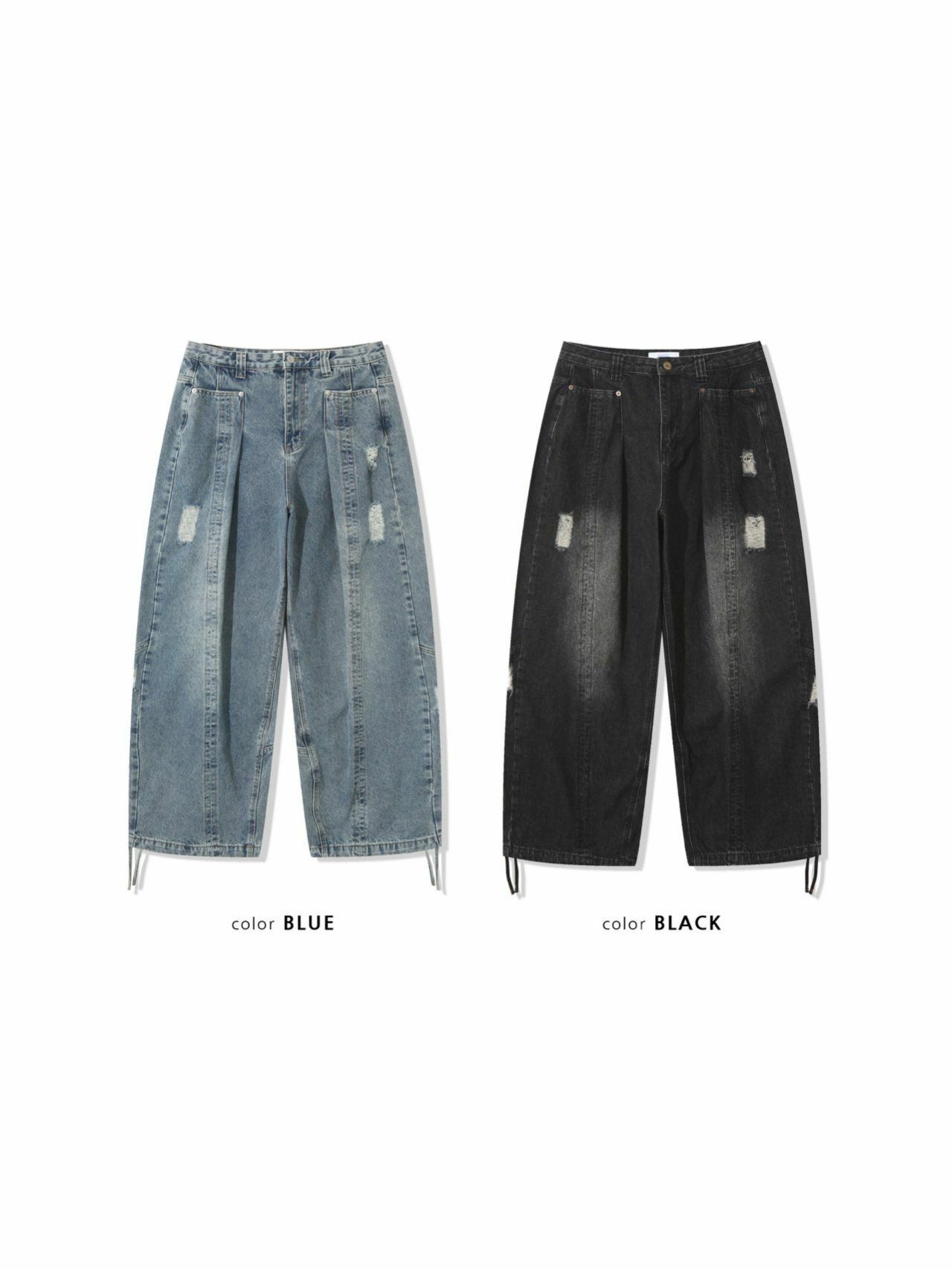 洗水破洞鬆身牛仔褲 UNUSED-066P