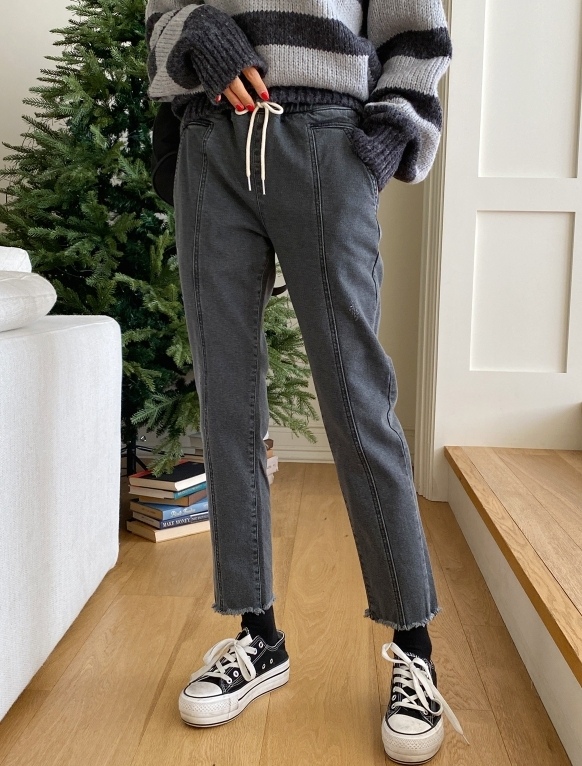 春夏新款/摩毛厚磅牛仔褲 (黑) MANIFEST正韓🇰🇷