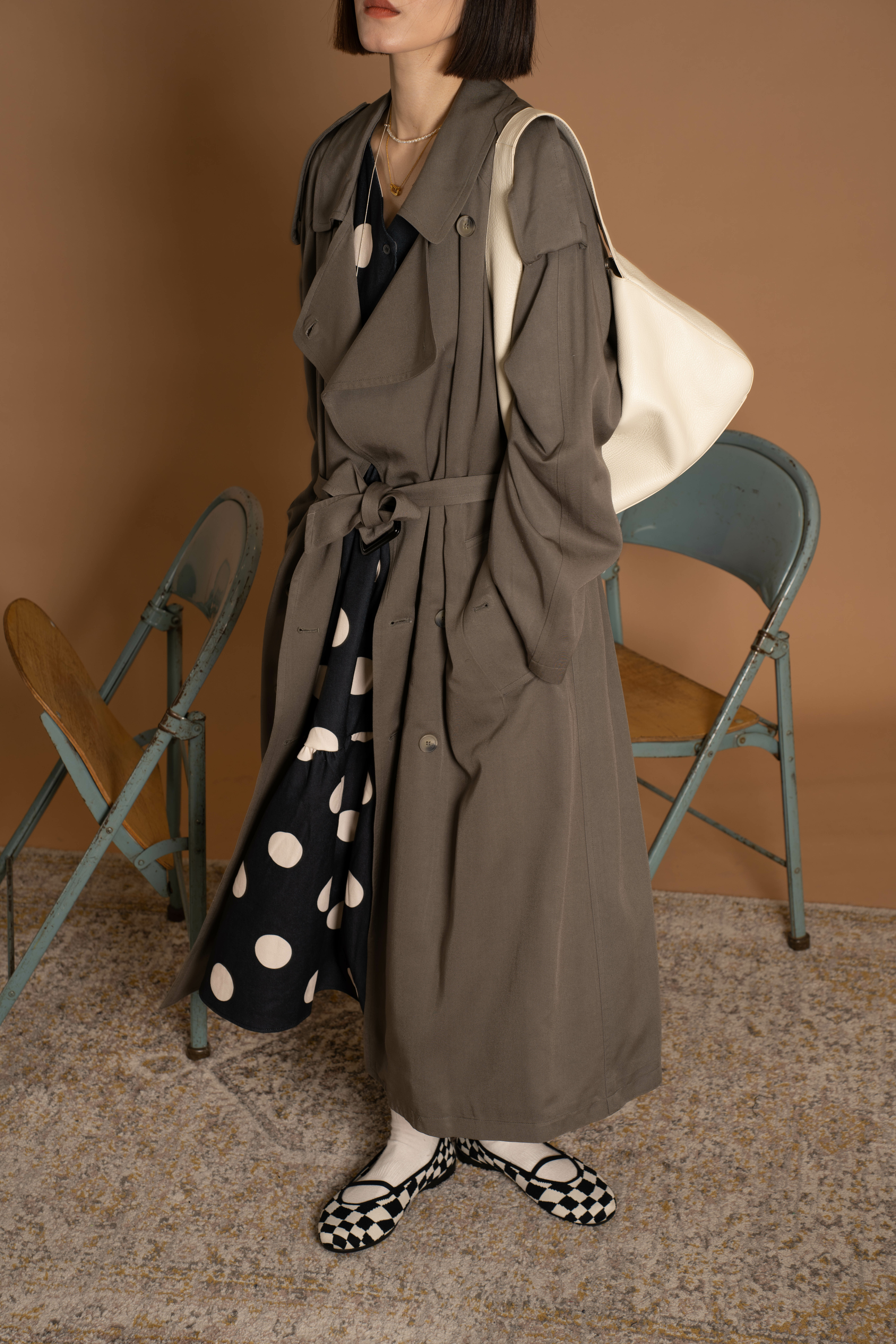 韓國後背三角插肩附帶風衣外/2色均碼/灰綠