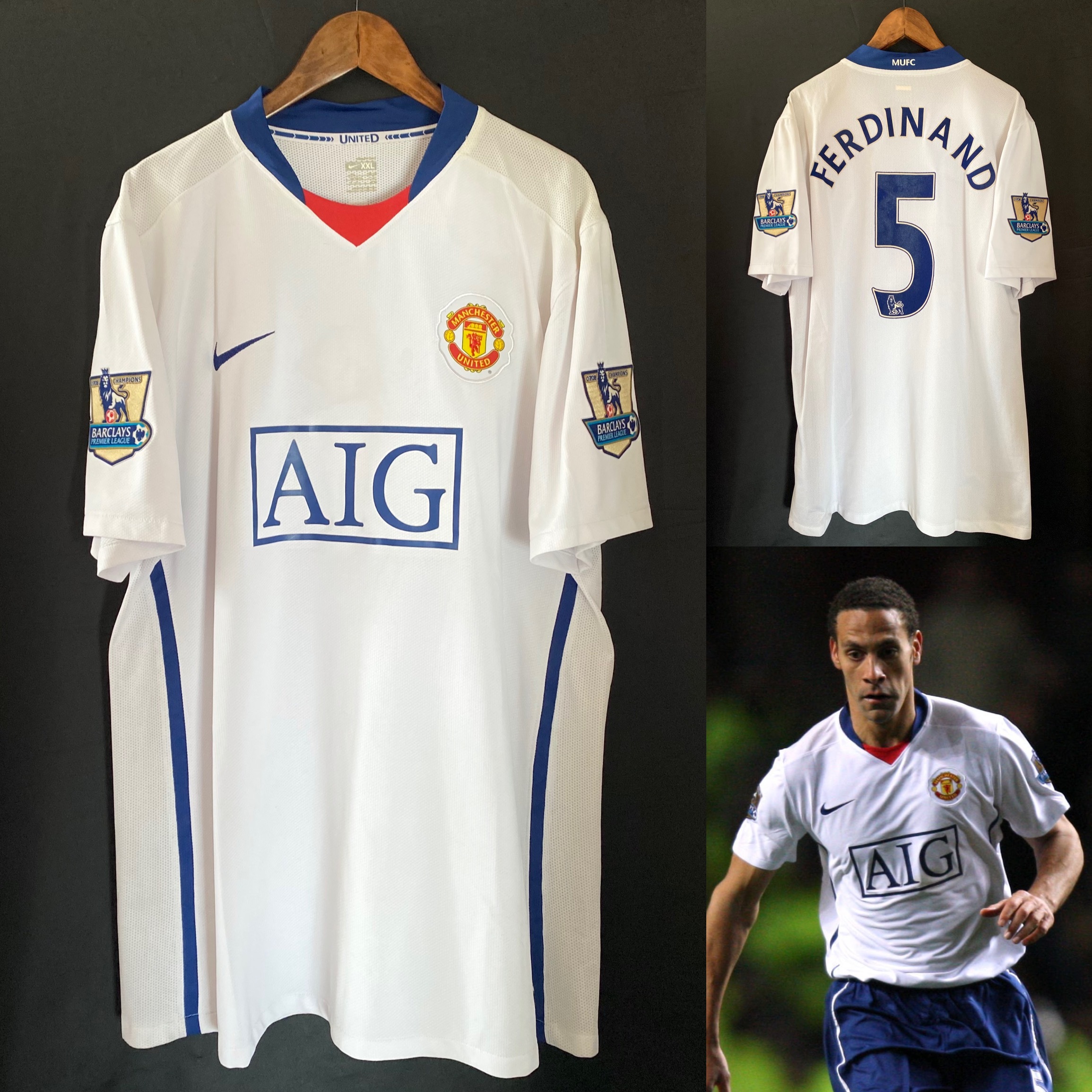 (更衣室版) 曼聯 2008-2009 Nike 作客更衣室球員版球衣 #5 FERDINAND