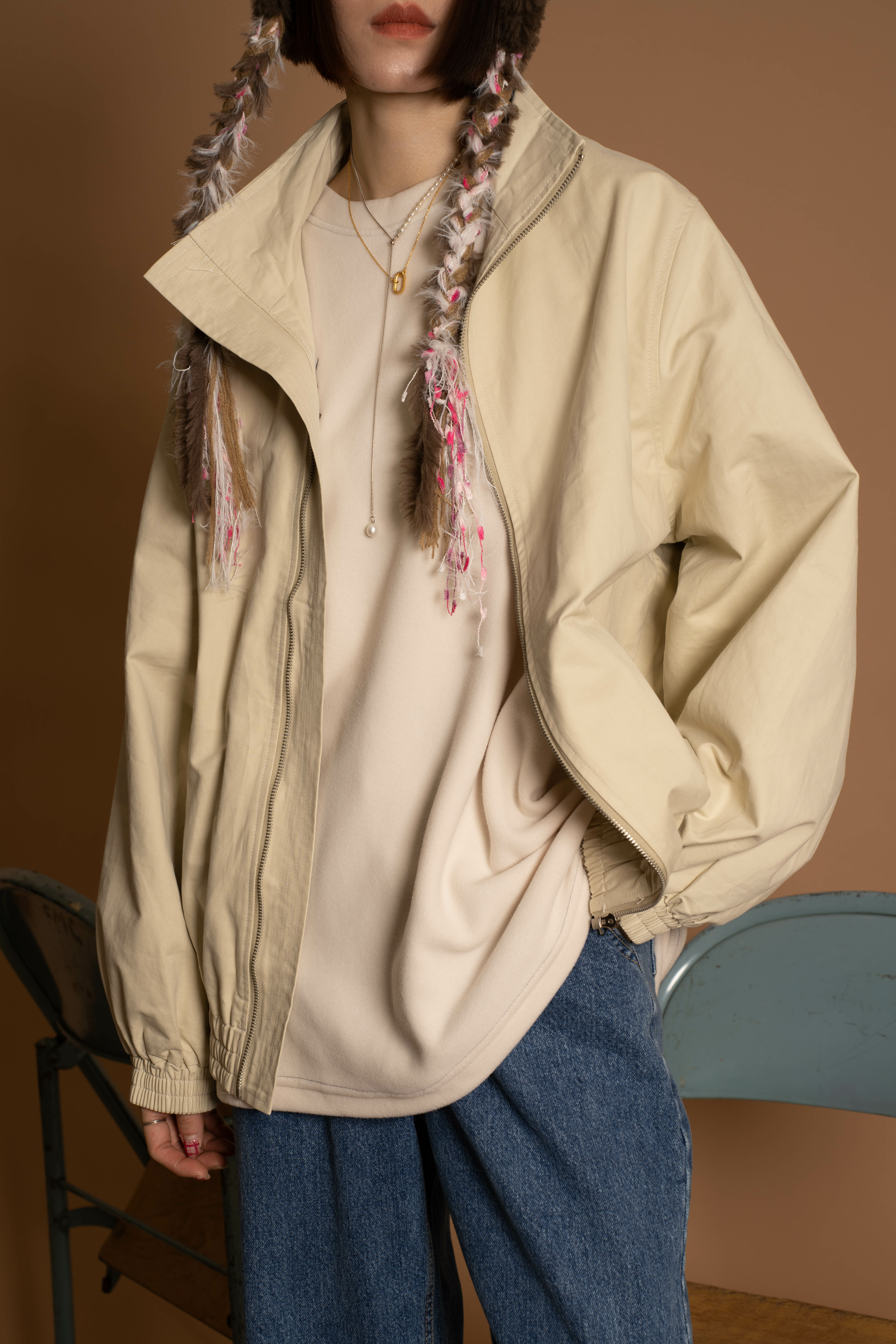 韓國大牌男女共版卡其夾克外/1色均碼