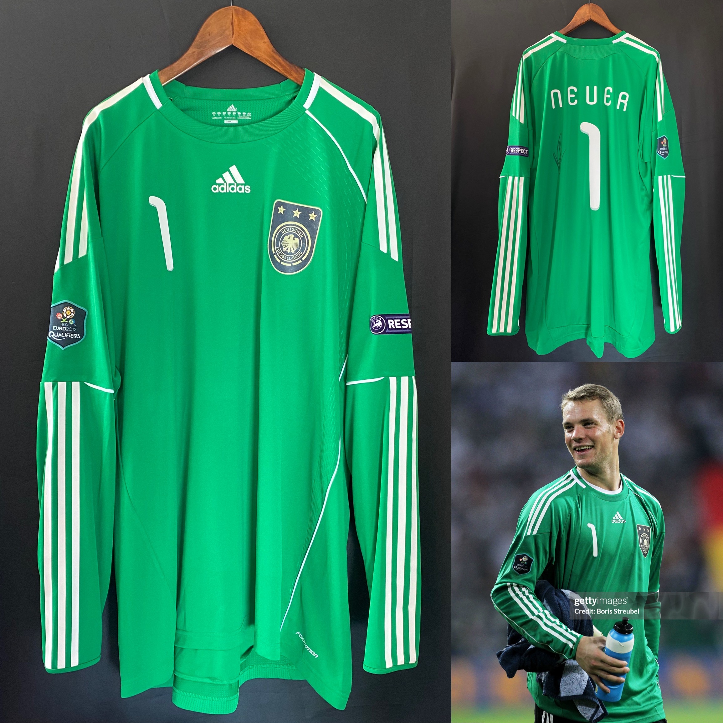 (Match Issue) Germany 2010-2012 Adidas Goalkeeper Match Issue Signed Shirt #1 NEUER