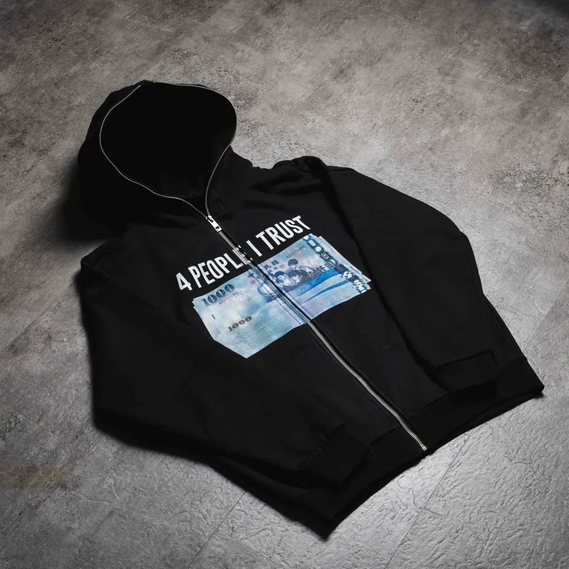 Bootlegway｜“Money Talk” Zip Up Hoodie (Black)