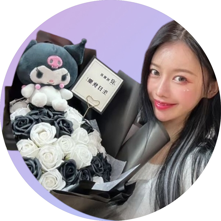 庫洛米花束,庫洛米黑白香皂花花束,Kuromi bouquet, Kuromi soap flower bouquet