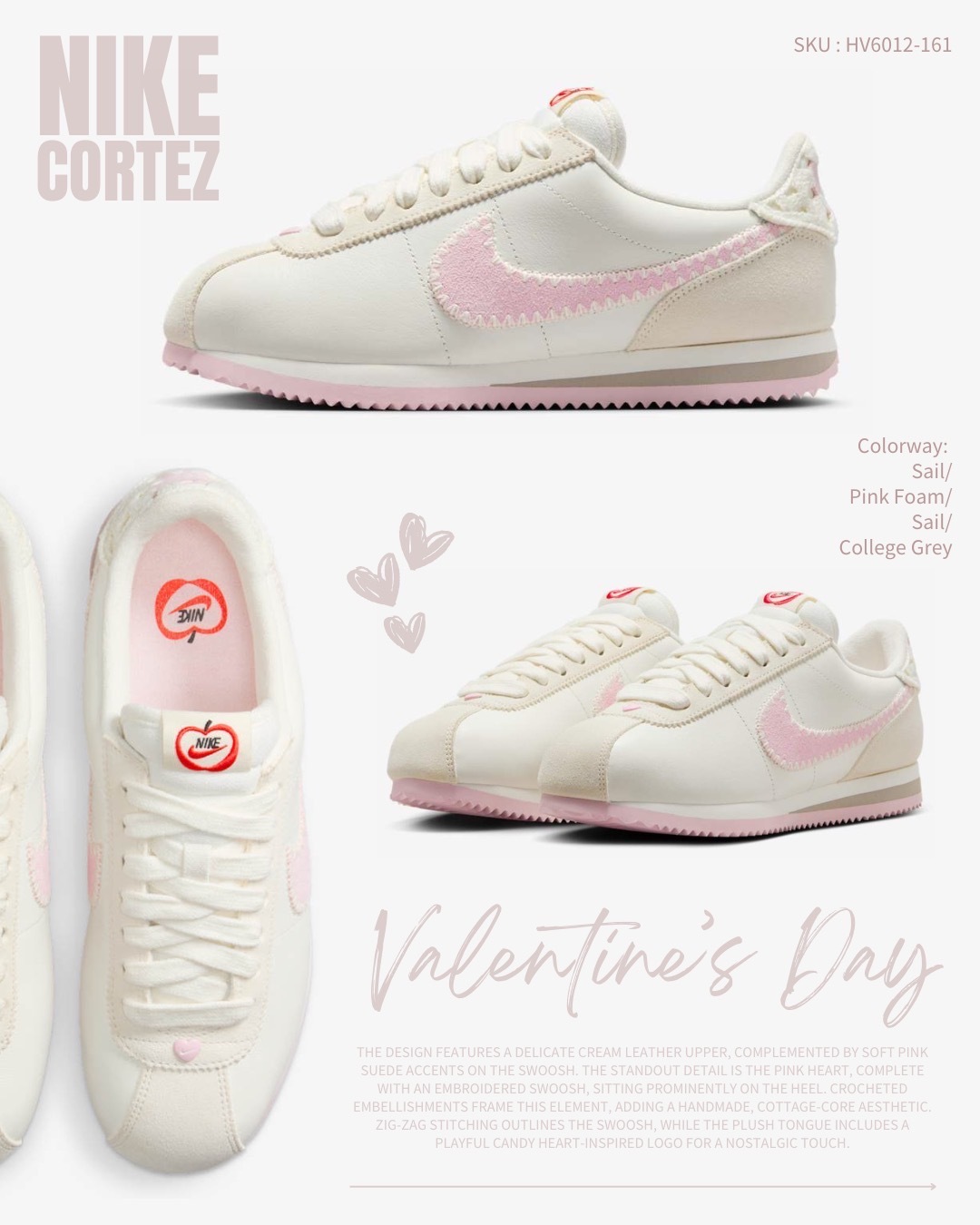 【逢甲FUZZY】W Nike Cortez Valentine's Day 情人節 阿甘 粉白 HV6012-161