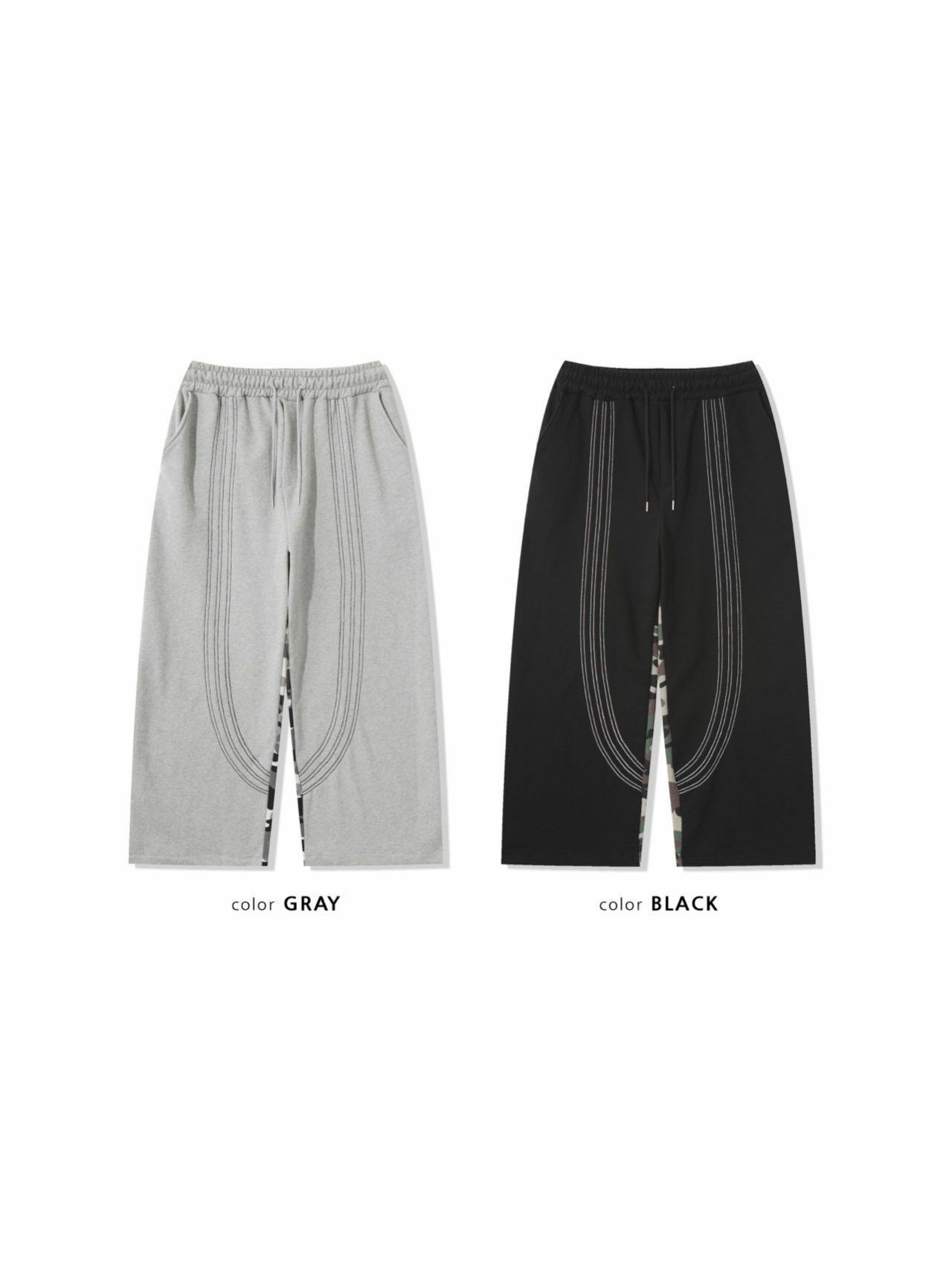 拼迷彩可束腳鬆身褲 UNUSED-076P