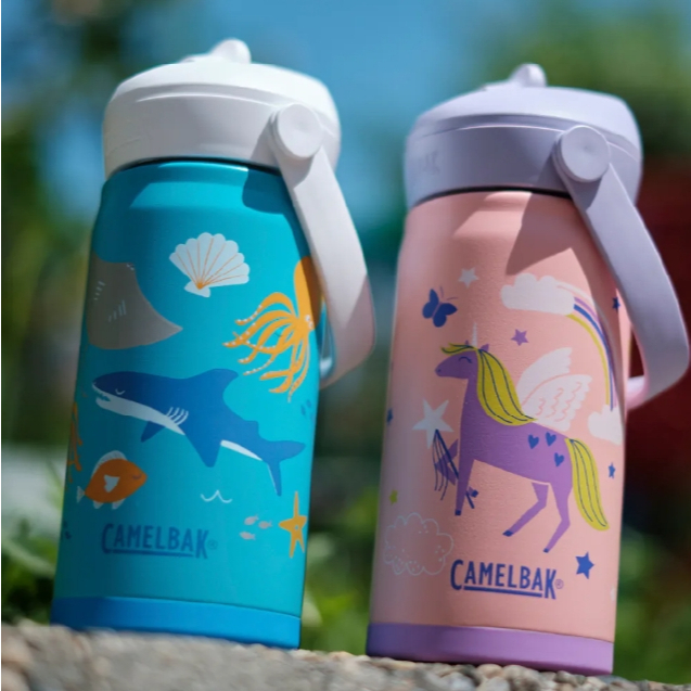 【樂森藥局】CAMELBAK 350ml 兒童吸管保冰/溫不鏽鋼水瓶 Flip Straw