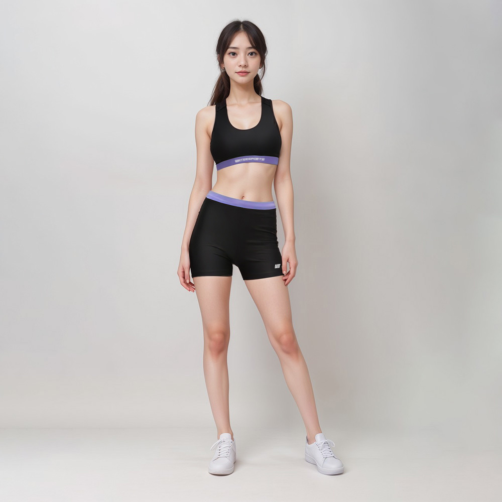 Sea Dive 透氣游泳 Bra Top - 黑/紫