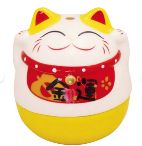 日式陶瓷不倒招財貓(黃) (非日本製)