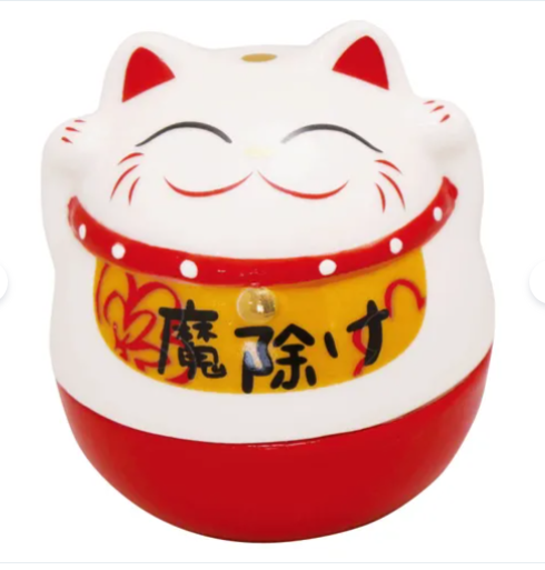 日式陶瓷不倒招財貓(紅) (非日本製)