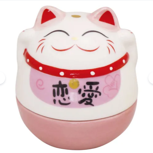 日式陶瓷不倒招財貓(粉紅) (非日本製)