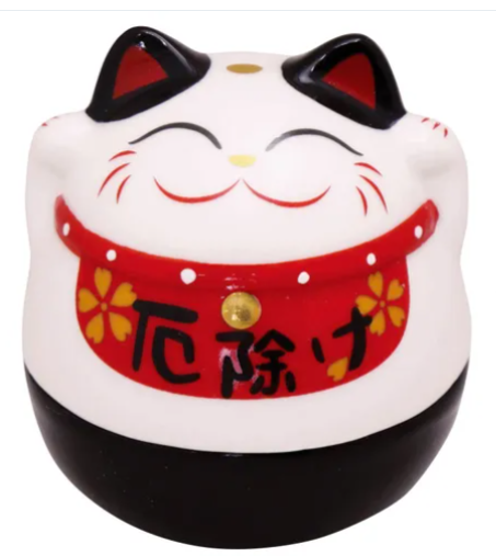 日式陶瓷不倒招財貓(黑) (非日本製)