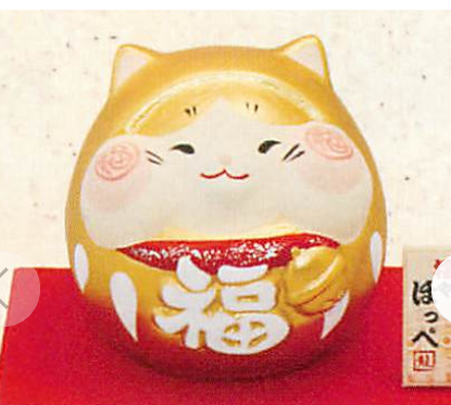 日式陶瓷​​肥胖三花貓(金) (非日本製)