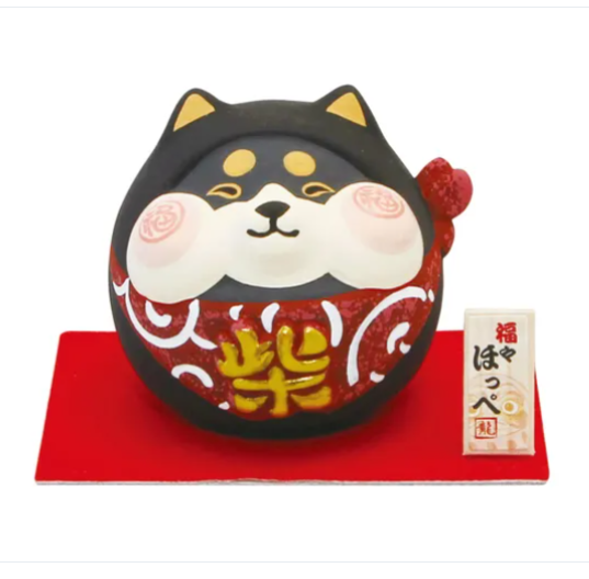 日式陶瓷​​肥胖柴犬(黑) (非日本製)