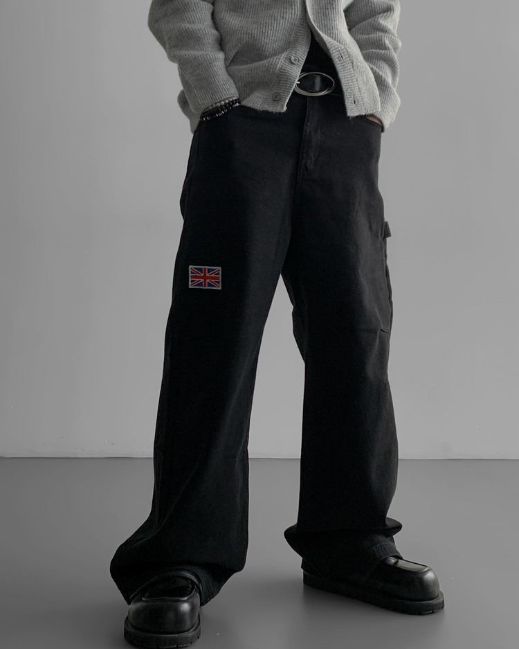 國旗補丁拼接休閒褲