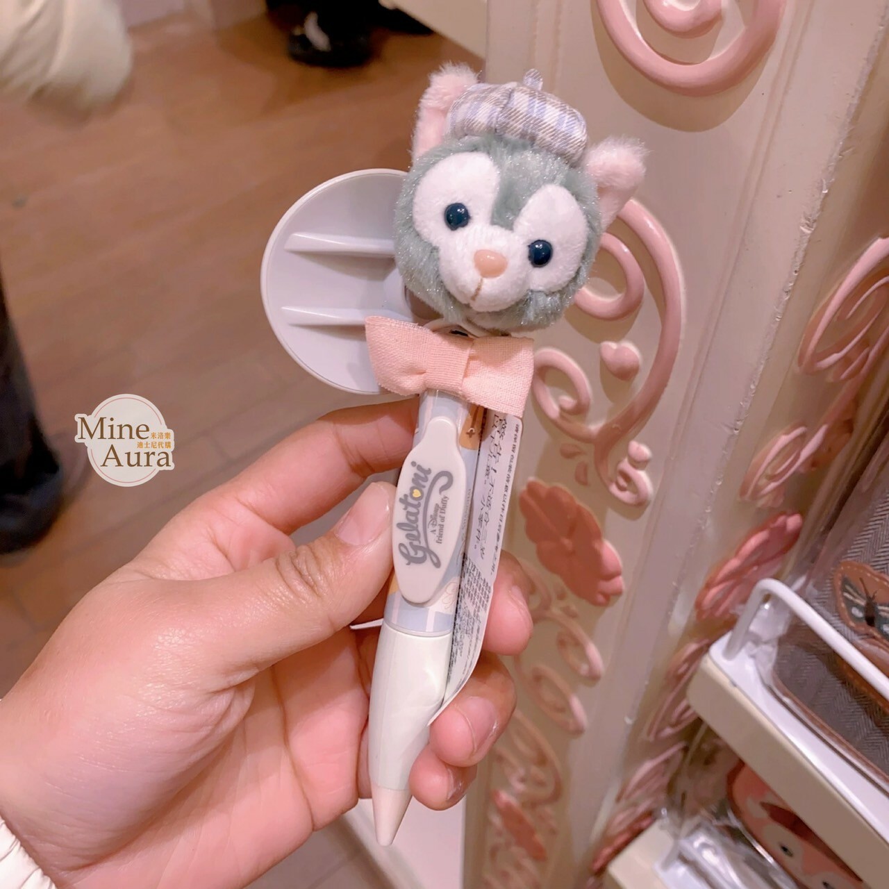 達菲 Duffy 與好友們 小小課堂系列 傑拉托尼 畫家貓 Gelatoni 絨毛大頭搖頭 圓珠筆 -上海迪士尼樂園