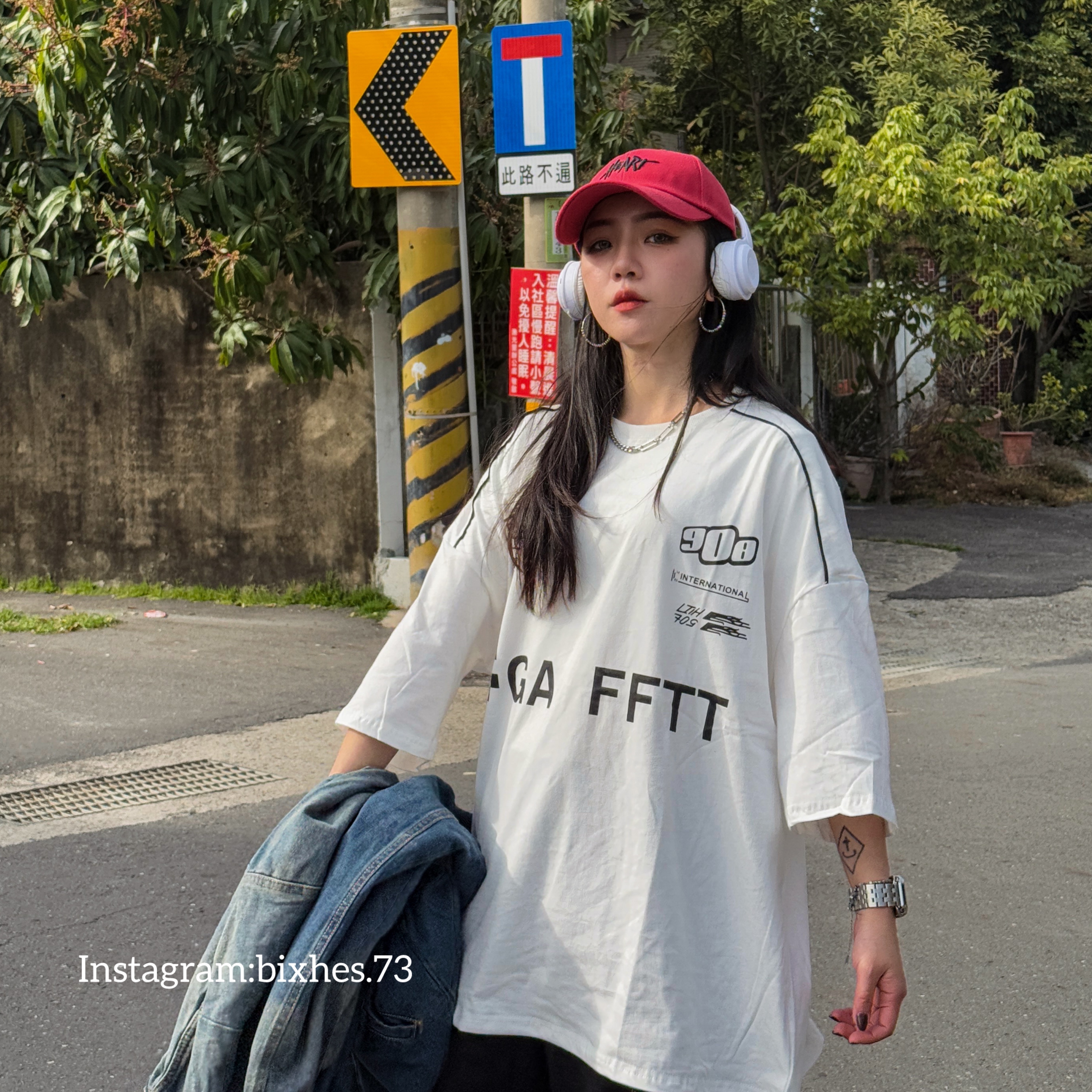 雙線賽車寬版短T(A00095)