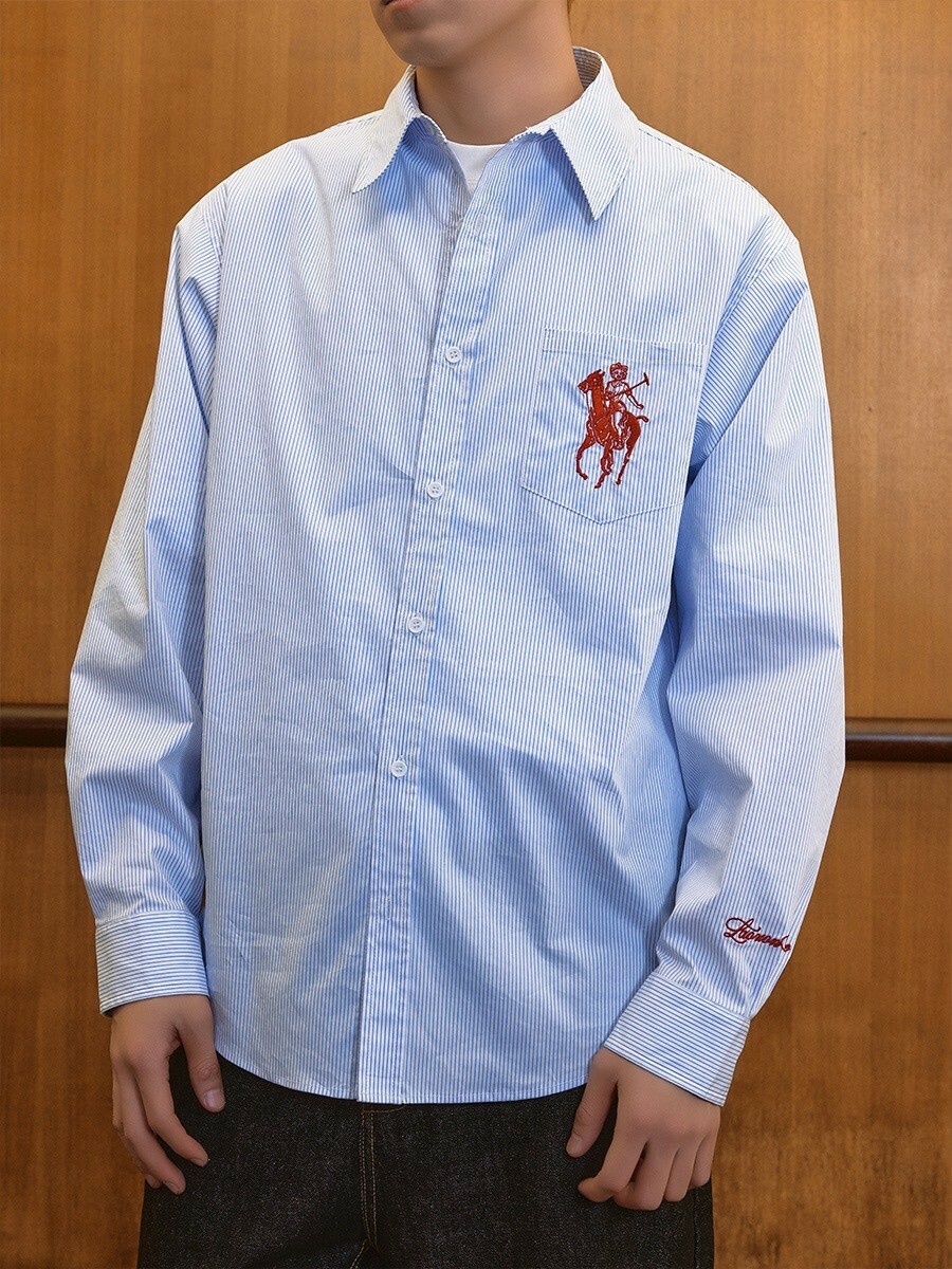 harsh and cruel 2025SS 美式 復古 馬術 刺繡 寬鬆 長袖襯衫