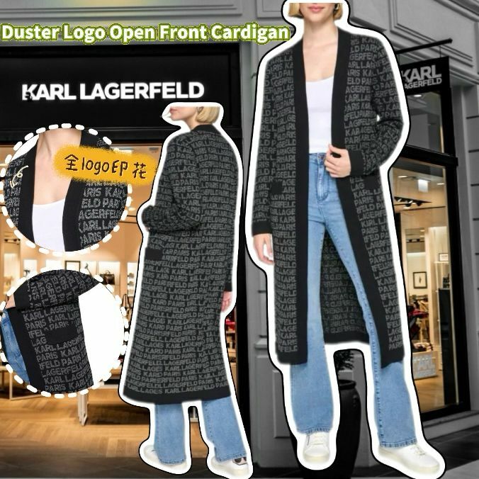 【預購】KARL LAGERFELD PARIS Duster G021016 長版Logo開襟外套