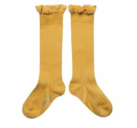 COLLEGIEN 布蕾絲邊羅紋長襪 Joséphine- Camomille洋甘菊黃