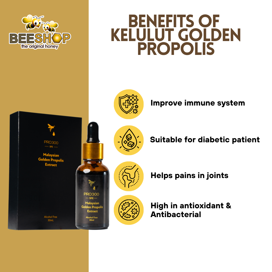 KELULUT GOLDEN PROPOLIS EXTRACT PRO300 10ML/30ML (HALAL)