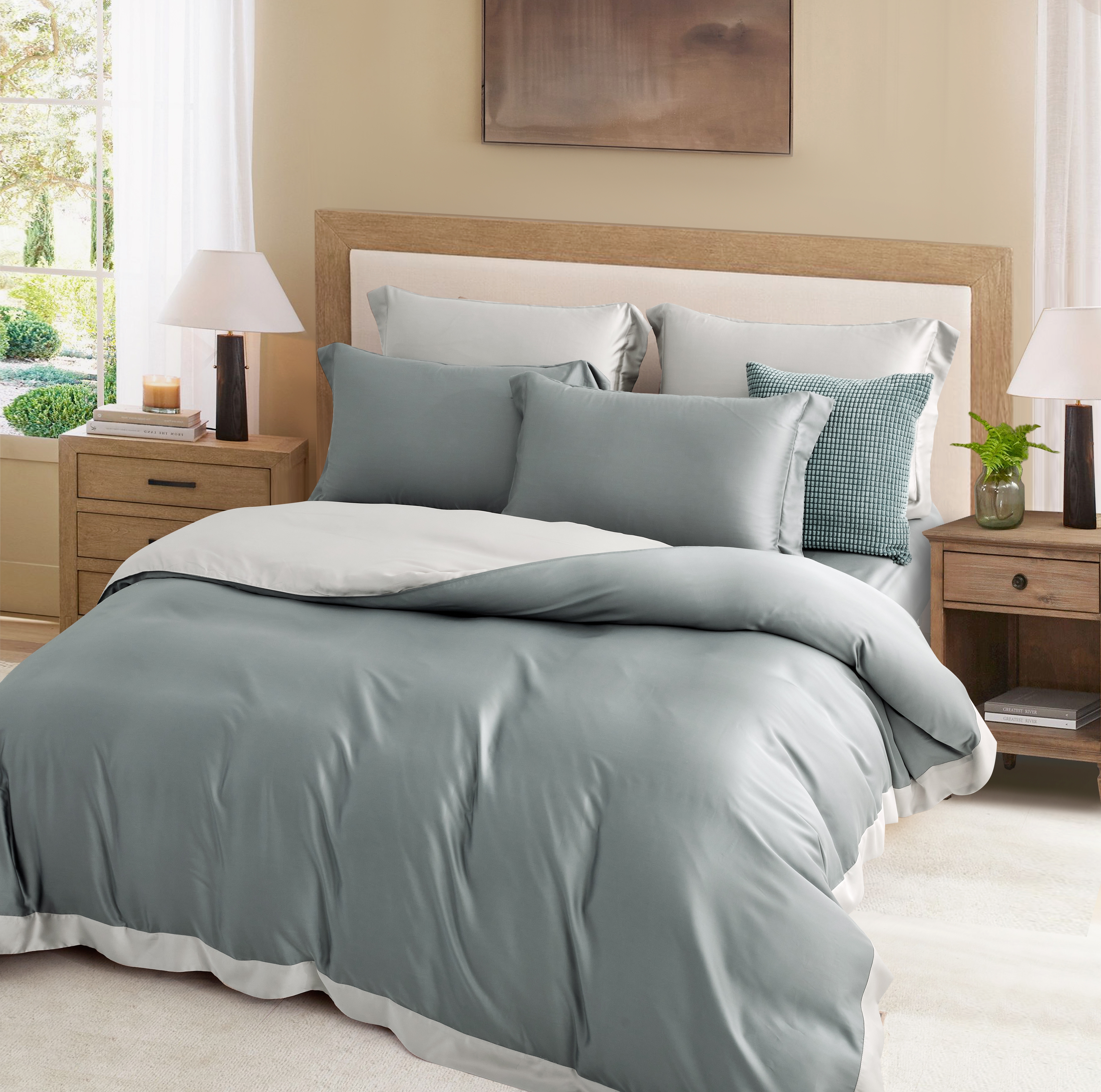 100%頂級60支素面雙拼色天絲- 冰河藍(有單人)