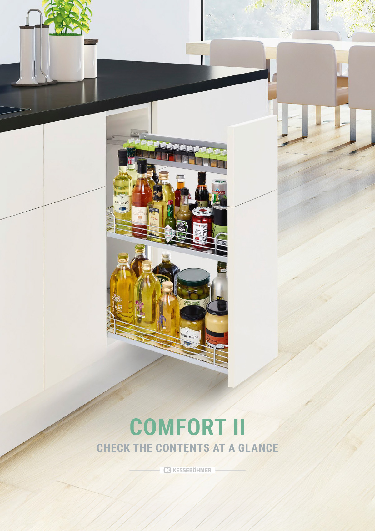 Kessebohmer Comfort II 廚房地櫃側拉籃 - 防滑板籃