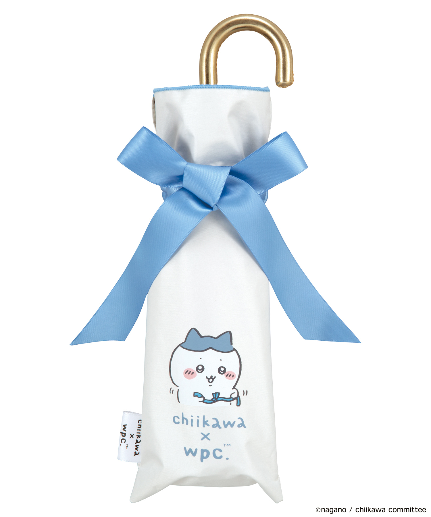 chiikawa × Wpc.」被誇獎的藍絲帶遮光摺傘- 象牙白