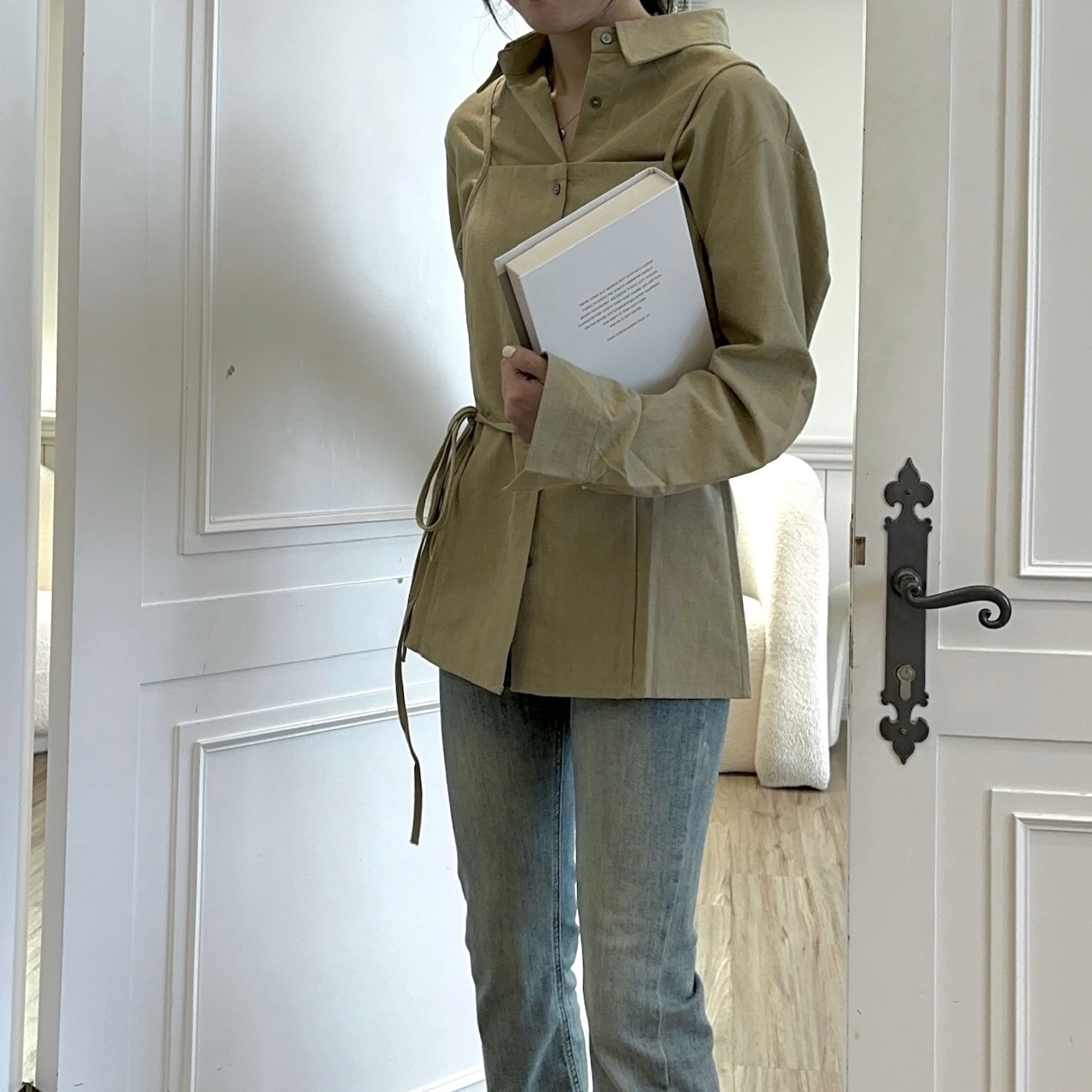 率性歐膩襯衫+可調節吊帶背心