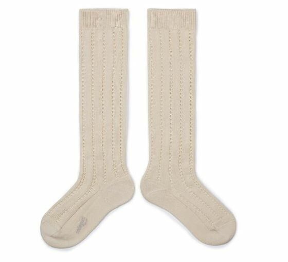 COLLEGIEN 針織縷空長襪 Léonie -Doux Agneaux米白