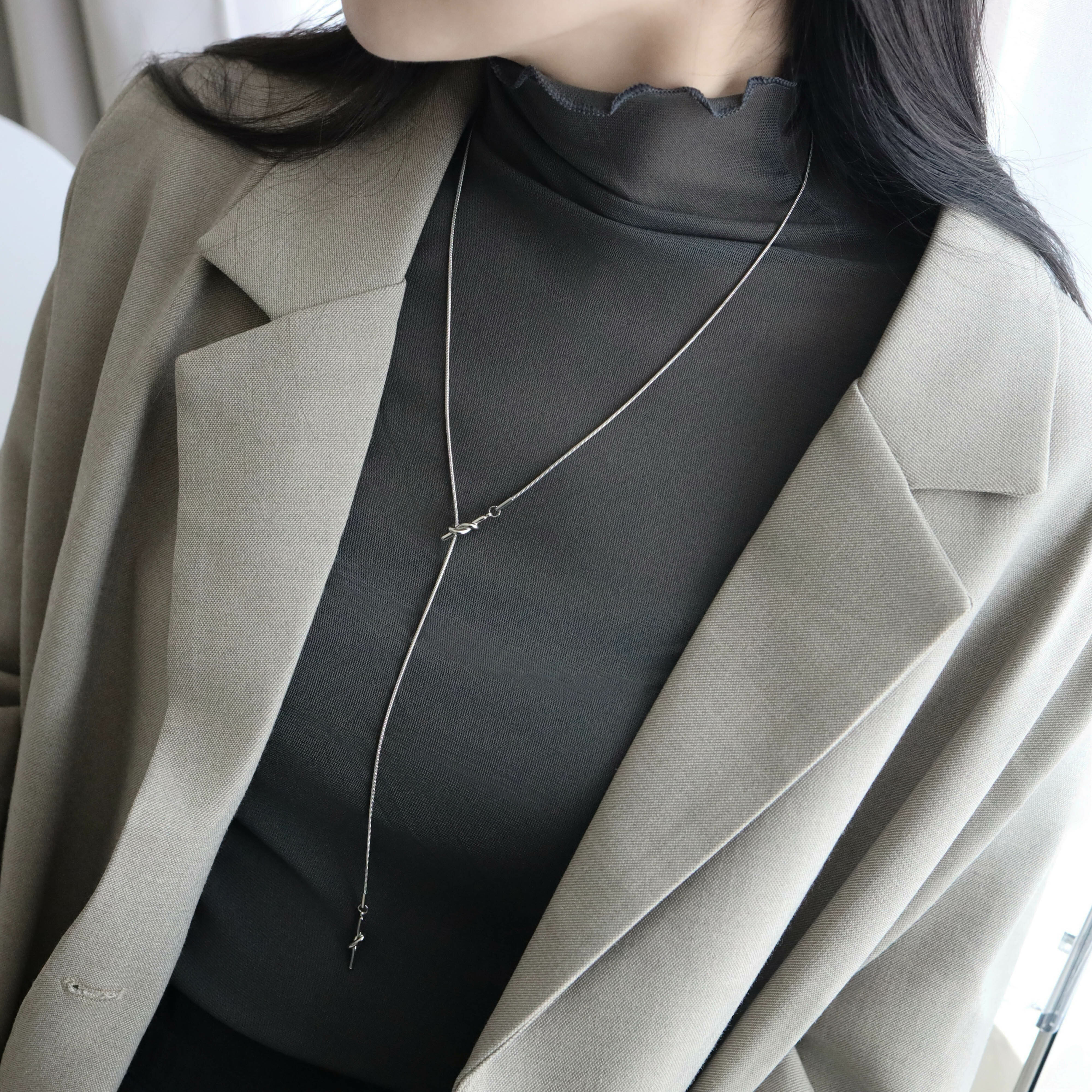不怕水雙打結垂墜感長項鍊