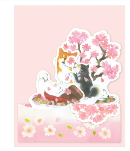 日式柴犬櫻花卡 (日本製)