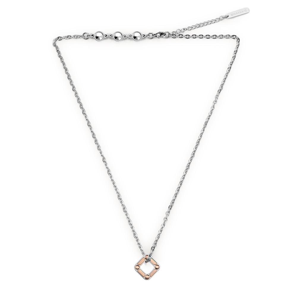 MASSA-G 【玫瑰迴圈】金屬鍺錠白鋼項鍊