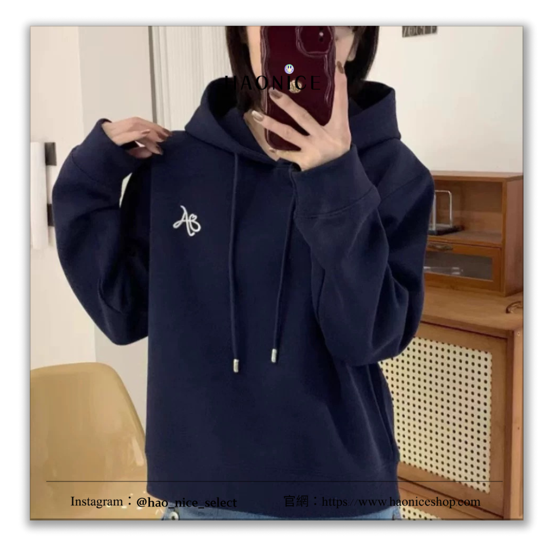 【HAO NICE 】韓國🇰🇷潮流ADER ooo 24FW秋冬新款 衣長短款慵懶風 高級感🈵️🈵 韓版顯瘦長袖 帽T