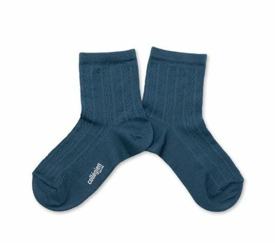 COLLEGIEN 縷空針織短襪 Antoinette- Bleu Cendré灰藍