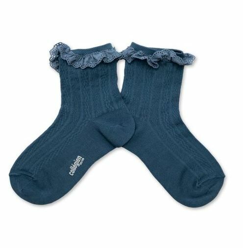 (預購) COLLEGIEN 刺繡低筒襪  Marie Antoinette - 960 Bleu Cendré 灰藍