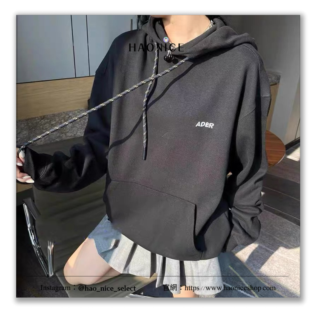 【HAO NICE 】韓國🇰🇷潮流 ADER error 25SS 春夏新款 彩色抽繩經典字母LOGO刺繡 素色百搭❤️長袖 帽T