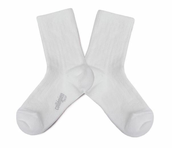 (預購) COLLEGIEN 羅紋中筒襪 Paul - 908 Blanc Neige 雪白