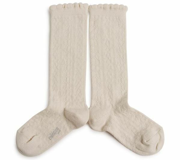 (預購) COLLEGIEN 縷空針織及膝襪 Juliette - 037 Doux Agneaux 米白