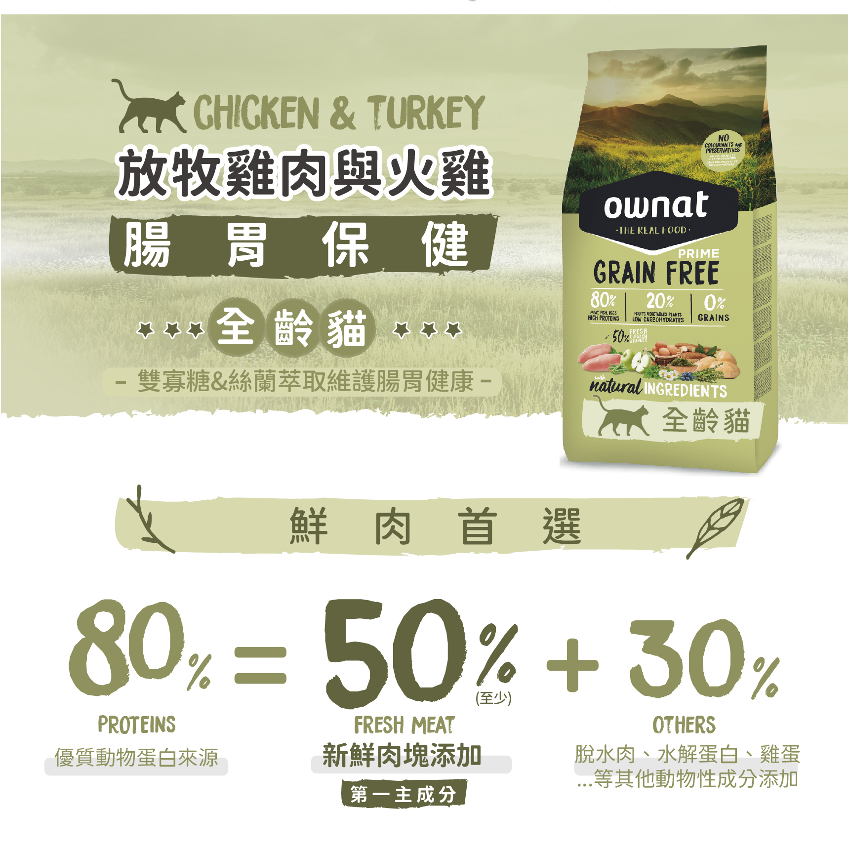 ownat 歐娜特 | Grain Free Prime頂級系列 CARE系列  貓飼料